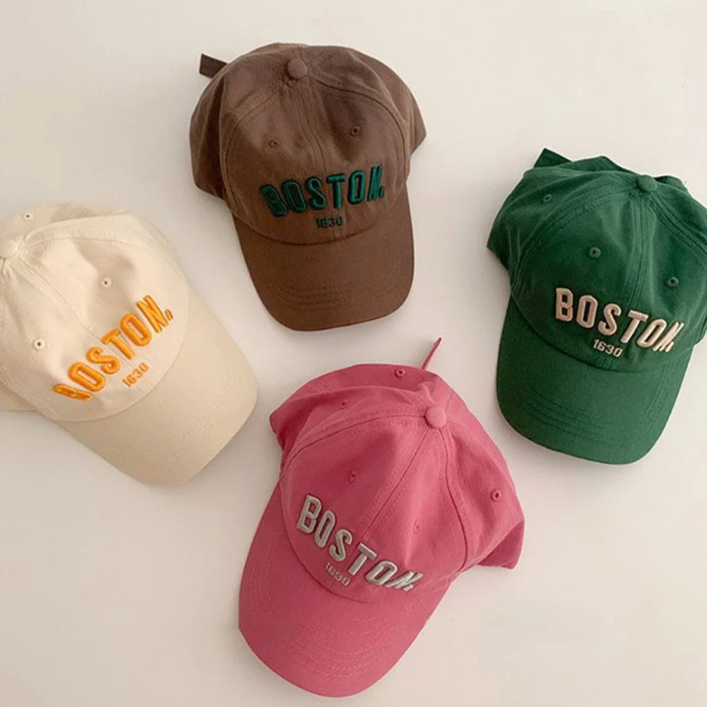 Children's hats boys and girls four seasons Korean version of the embroidered letters duck tongue cap fashion baby baseball cap