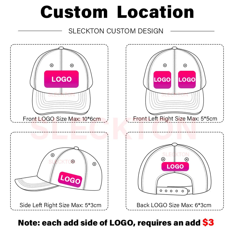 SLECKTON Custom LOGO Caps Retro Cotton Baseball Cap for Women and Men DIY Design Brand Embroidery Hats Graph Printing Unisex