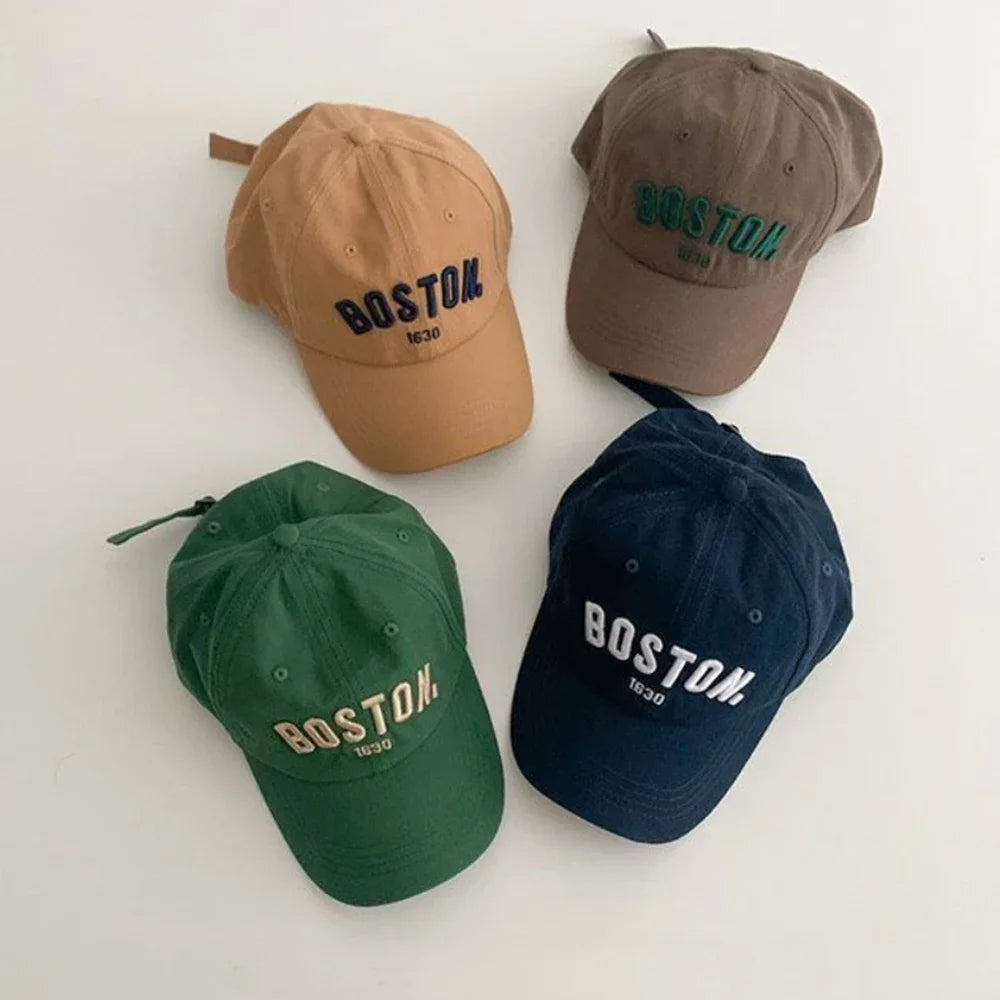 Children's hats boys and girls four seasons Korean version of the embroidered letters duck tongue cap fashion baby baseball cap